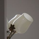 Five-branch brass and glass chandelier by Paavo Tynell for Idman OY Finland, 1940s.