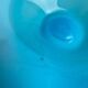 Large vintage blown glass bowl in turquoise – Murano style – applied flower