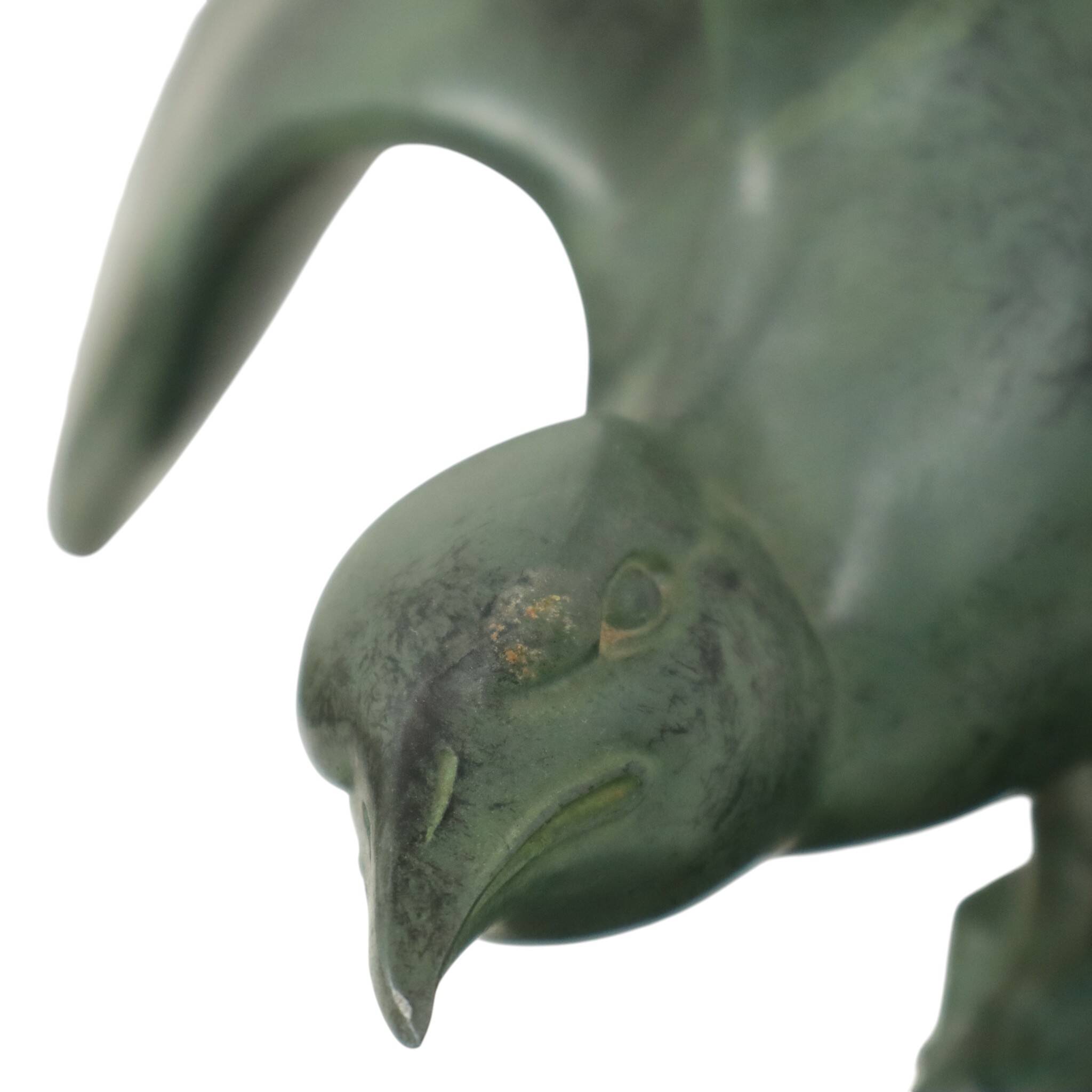 Sculpture Art Déco Goéland sur Socle en Marbre Patine Bronze 51 cm