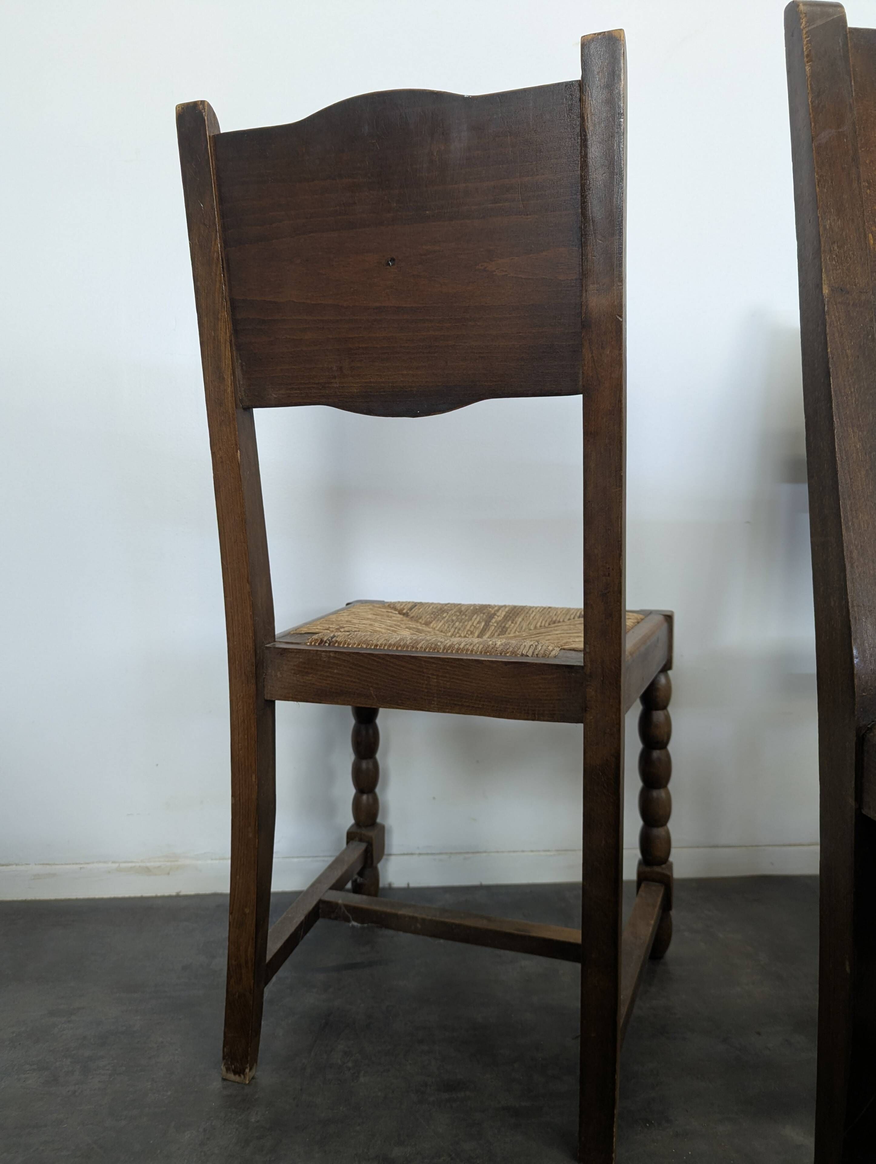 Set of 6 brutalist chairs in the style of Dudouyt.