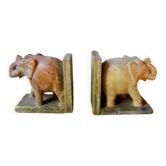 Elephant bookends in natural stone