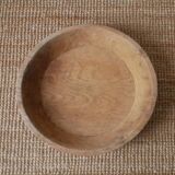 Grand plat en bois sculpté main art africain bois brut décoration ethnique coupe à fruits
