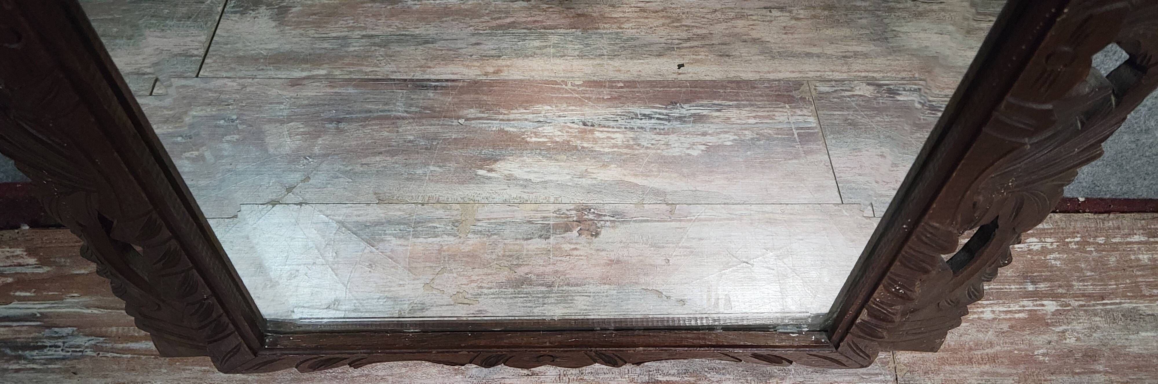 Antique 19th-century carved oak mirror