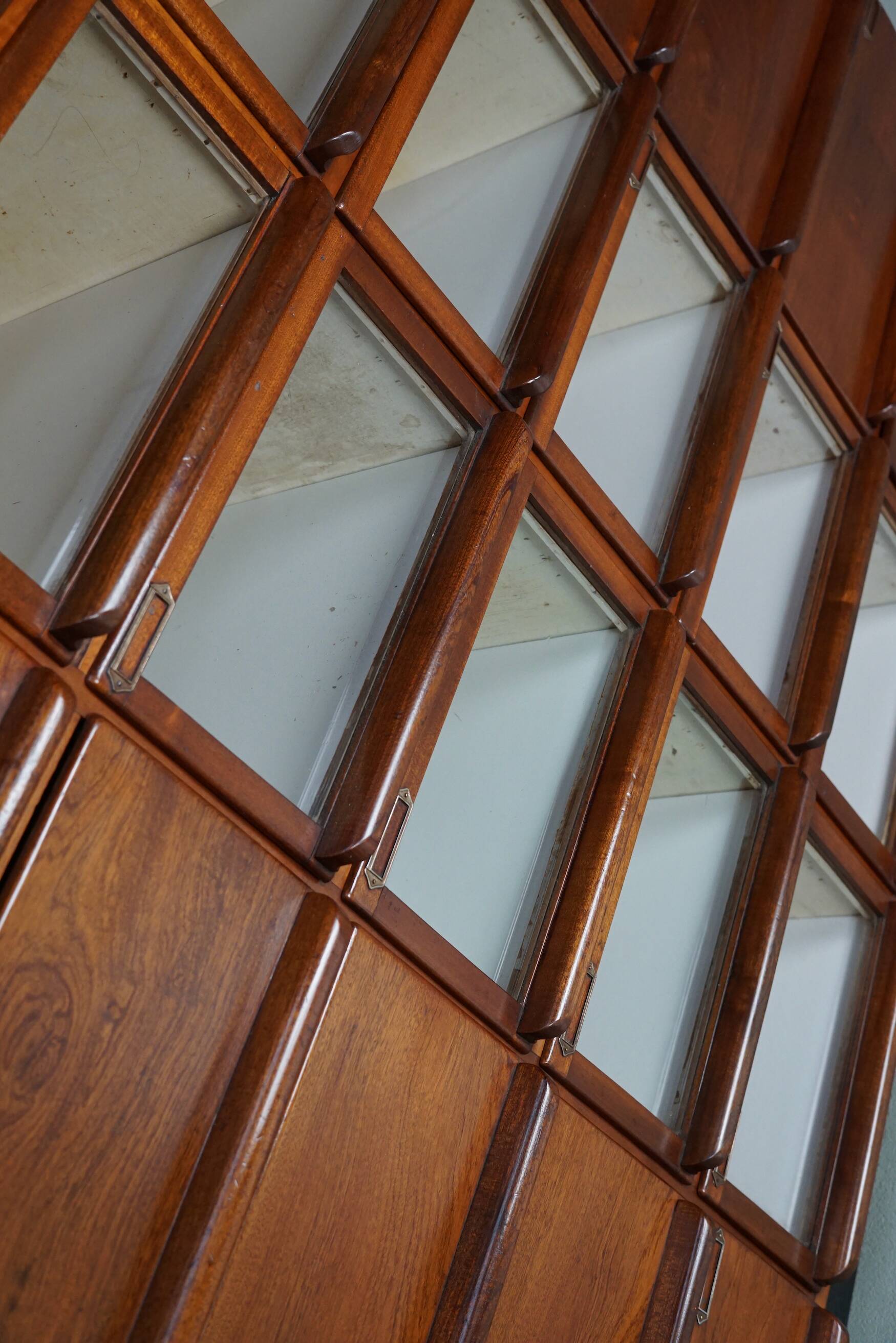 Vintage dutch hardwood haberdashery shop cabinet, 1930s