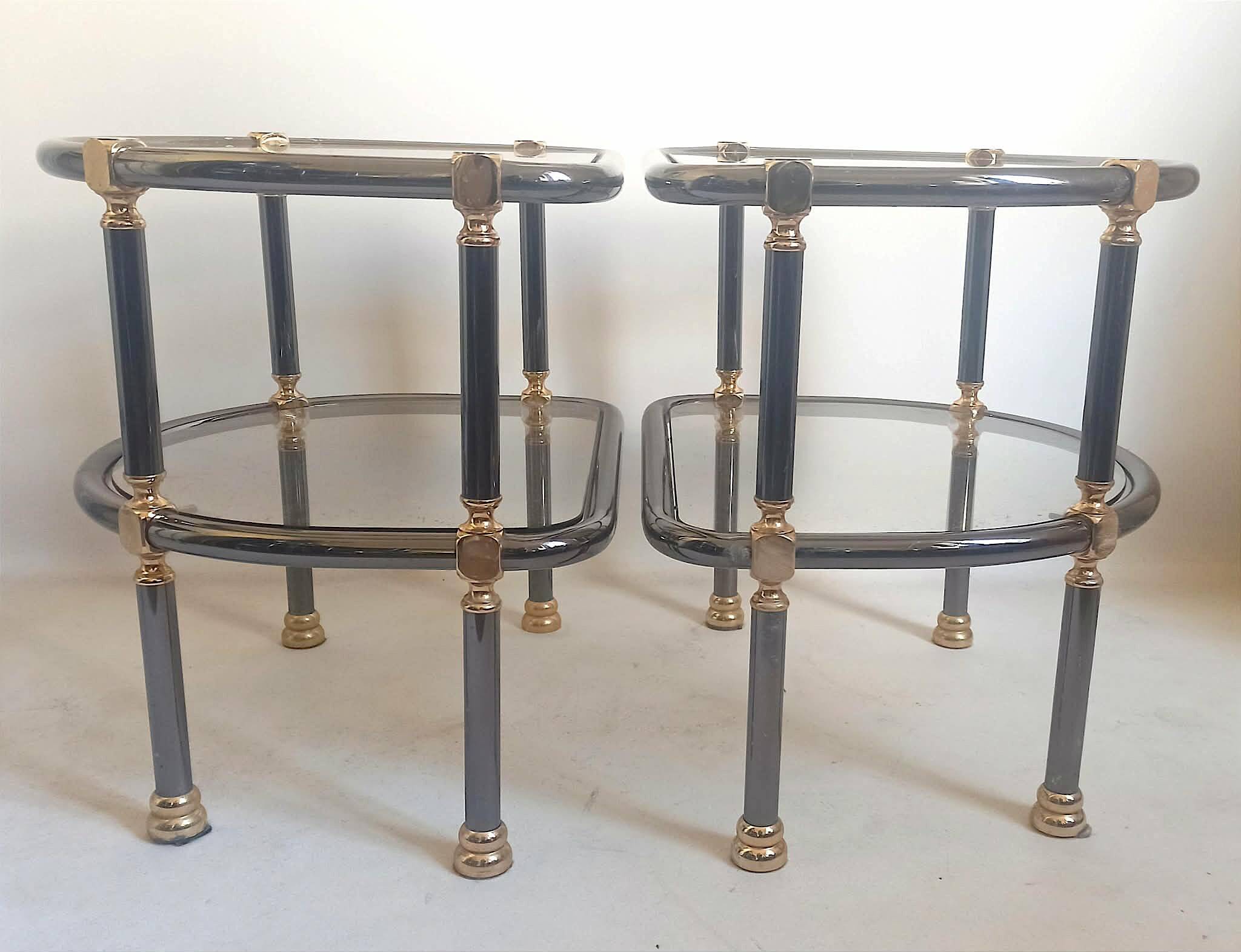 Pair of semi-circular coffee tables, 1970s