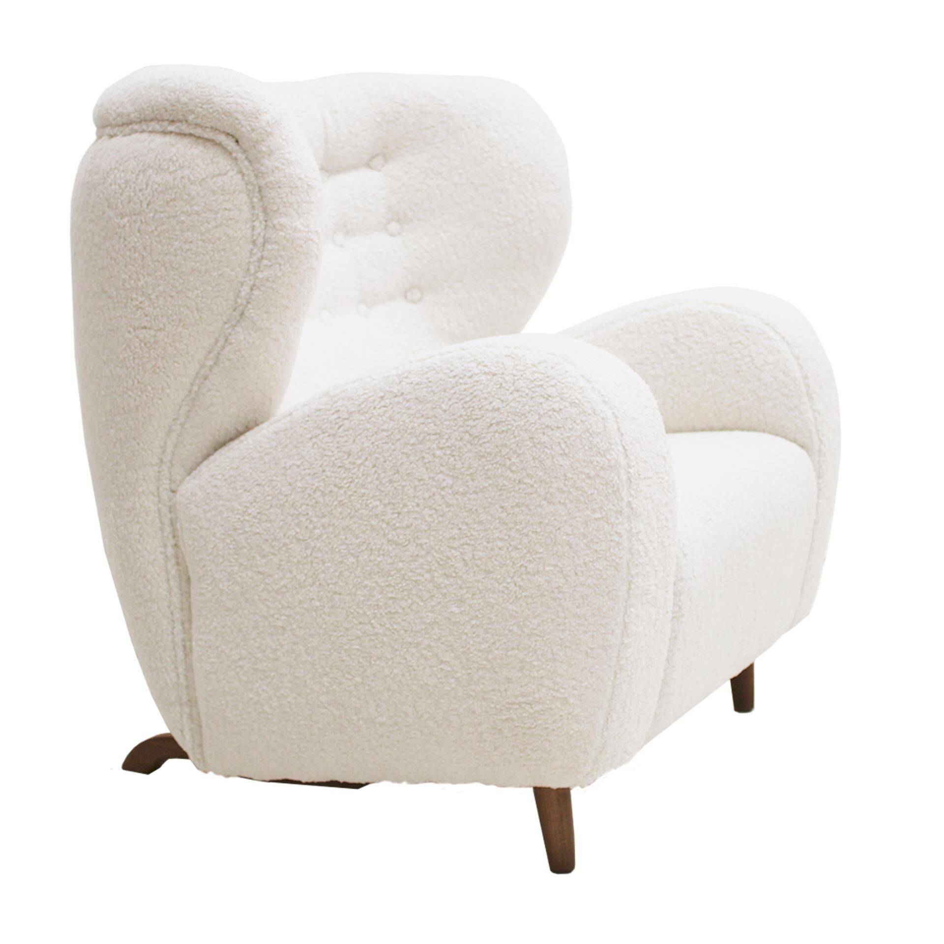 Late 20th Century Wool and Solid Wood Pair of Armchairs, Norway