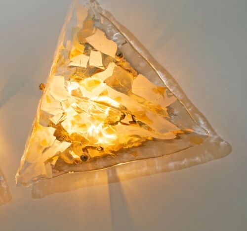Murano glass ceiling lamp, Maestri Vetrai, mid century, triangle, gold, gilded
