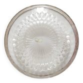 Glass dish with English silver-plated metal rim