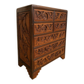 Asian carved wooden chest of drawers – 20th century (omb)