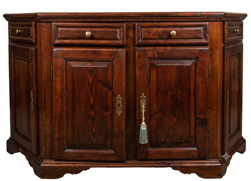 Antique low chamfered sideboard.