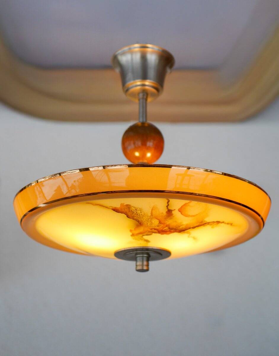 Scandinavian Art Deco glass pendant light, 1930s