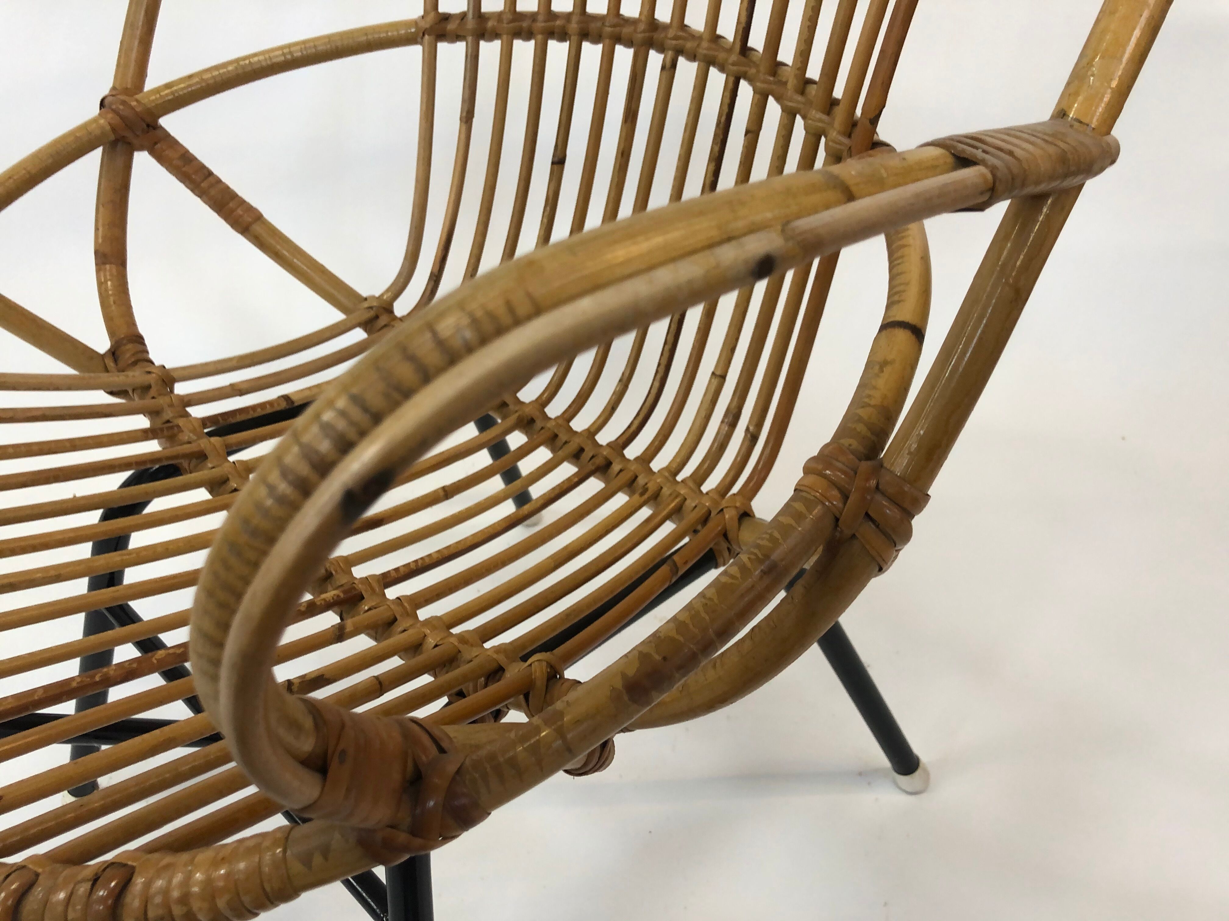 Rohe Noordwolde rattan chair, 1960, Netherlands XL siz
