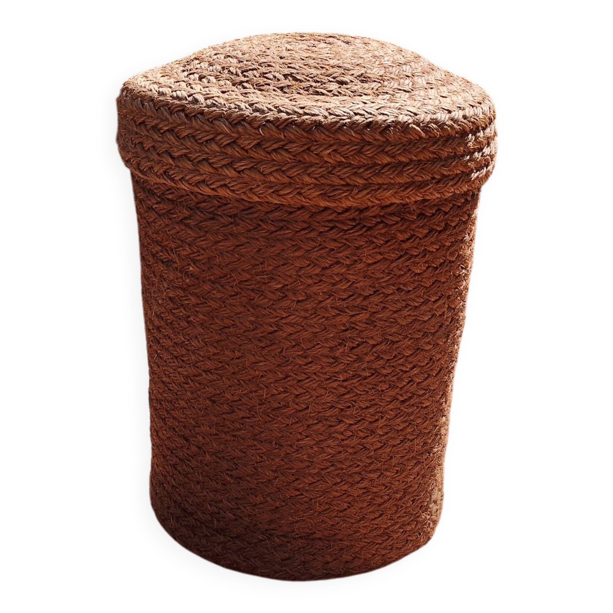 Vintage rope cylindrical basket