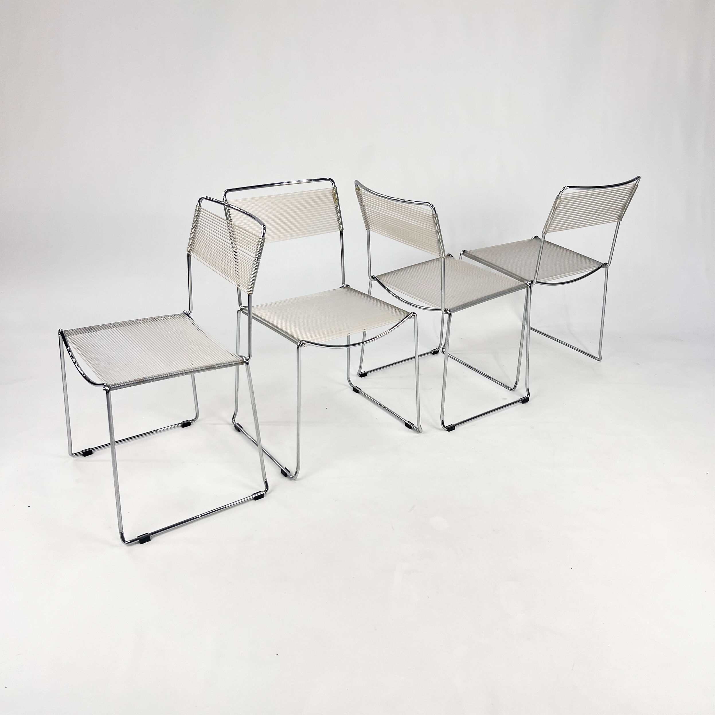 Set of 4 italian spaghetti dining chairs, 1970s