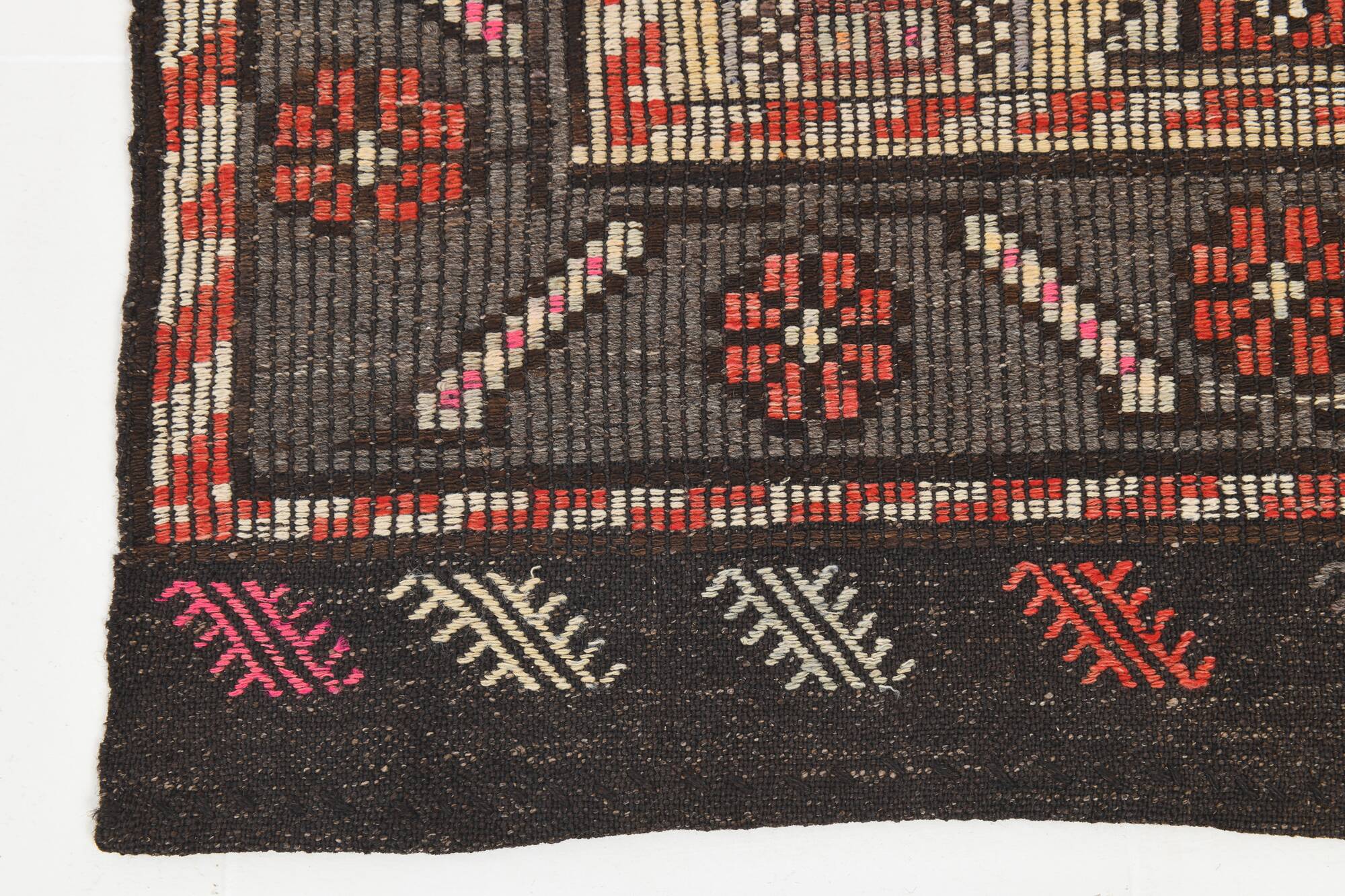 5x9 Brown Pink Antique Vintage Kilim Rug 166x78Cm SK 2402