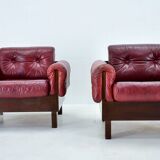 Pair of vintage leather armchairs , Czechoslovakia 1970s