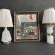 Lampe Napoléon III en opaline blanche aux étoiles dorées