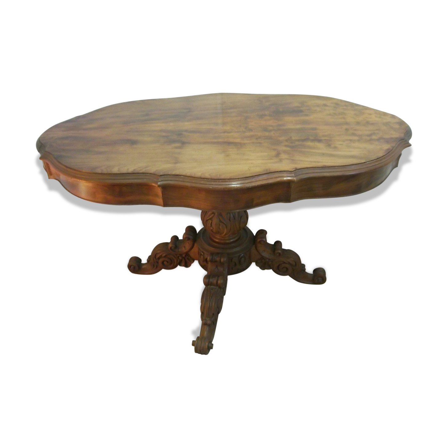 Table Napoleon Iii Called Walnut Violin With 4 Drawers Carved Foot Selency