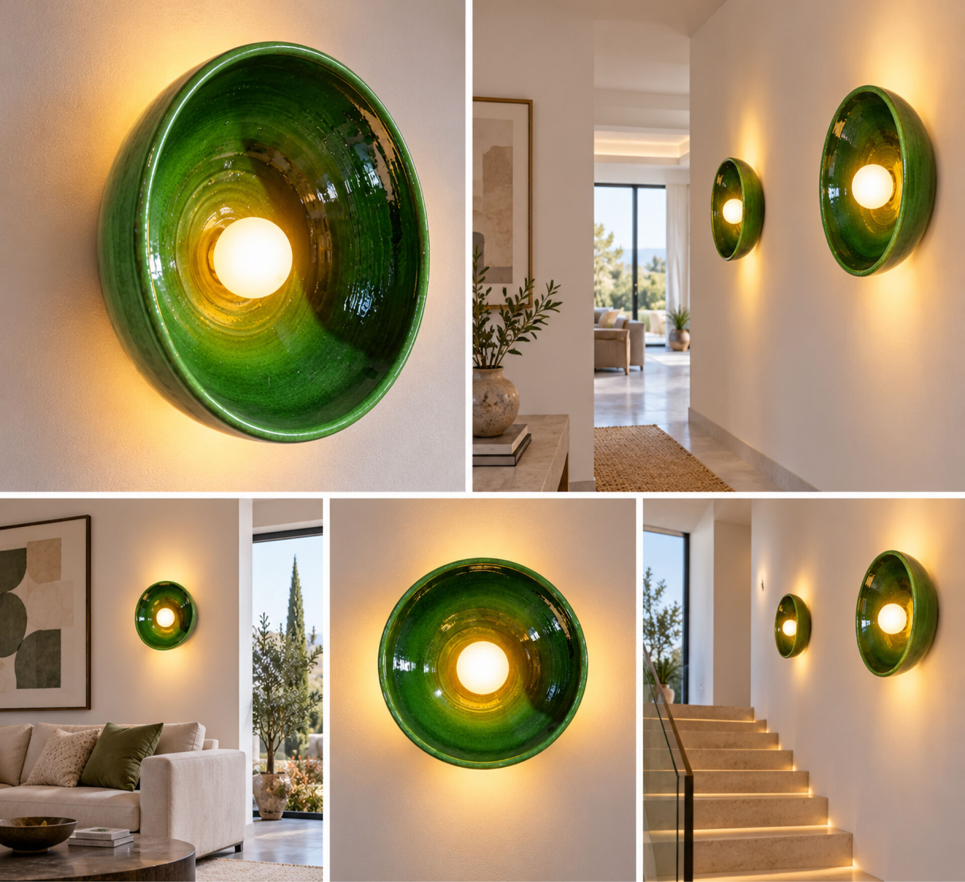 Grande applique ou suspension verte zellige