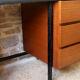 Desk 60s in metal wood and imitation leather