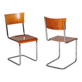 Bauhaus Chairs in Beech and Chromed Steel, Czech, 1930s, Set of 2