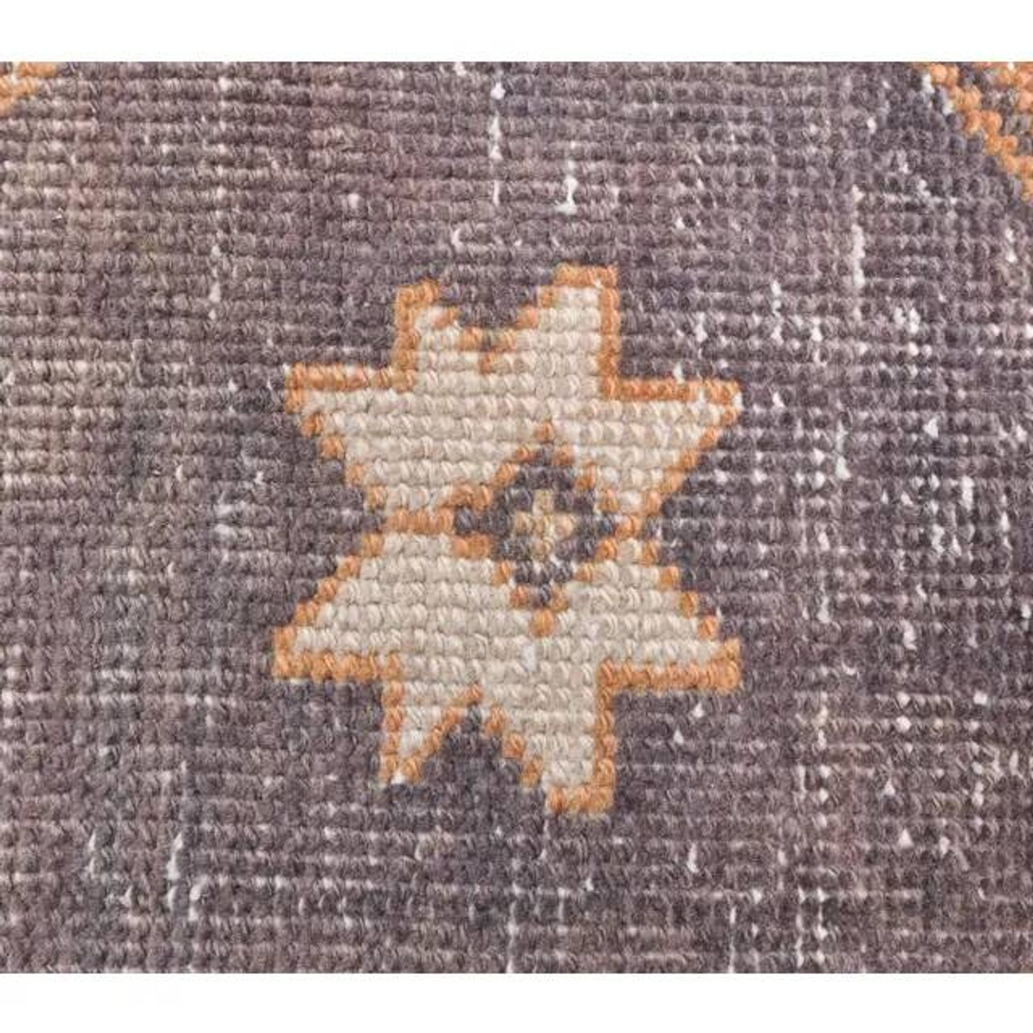 2'9x11'4 vintage orange geometric Turkish hand-knotted runner rug 87x348