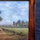 Tableau impressionniste - Huile sur toile signée, Ecole Barbizon 1880