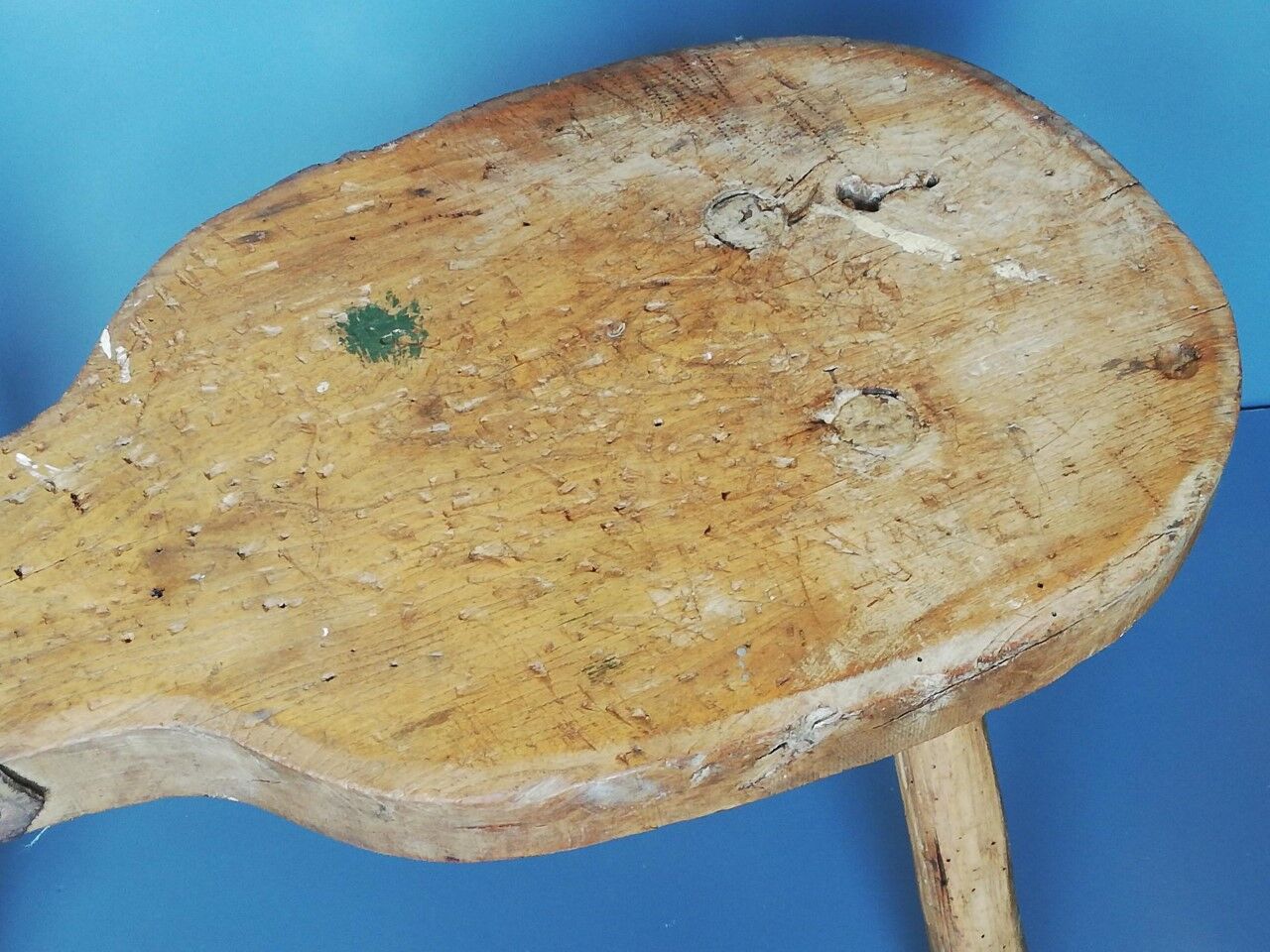 Vintage shoemaker's stool in solid wood and metal 50s/60s