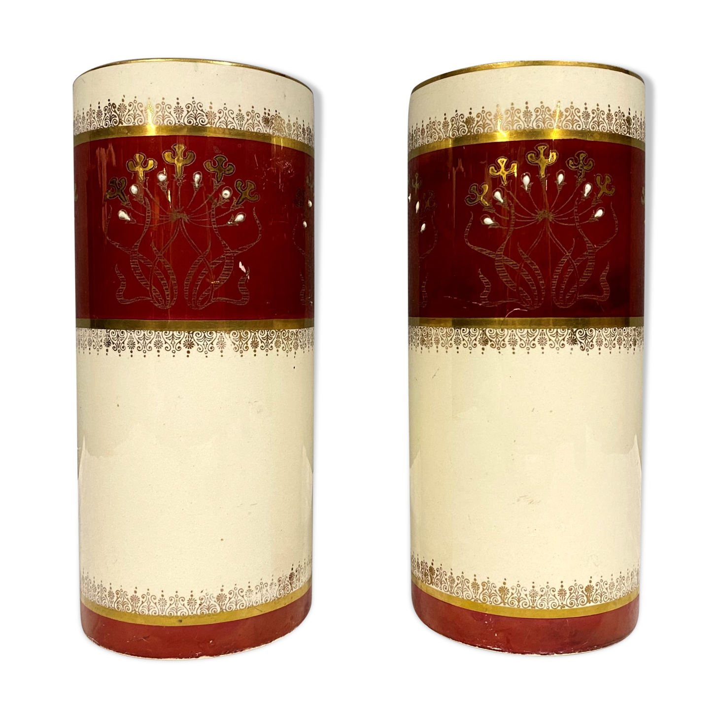 Keller and Guerin Lunéville pair of vases porcelain scroll circa 1930