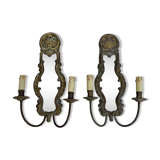 Duo d’appliques miroir à deux lumières