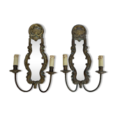 Duo of mirror wall lamps with two lights