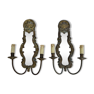 Duo d’appliques miroir à deux lumières