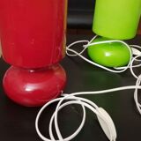 Duo of red and green lamps Lykta from Ikea