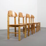 Ensemble de quatre chaises de salle à manger Rainer Daumiller en bois de pin, 1970s