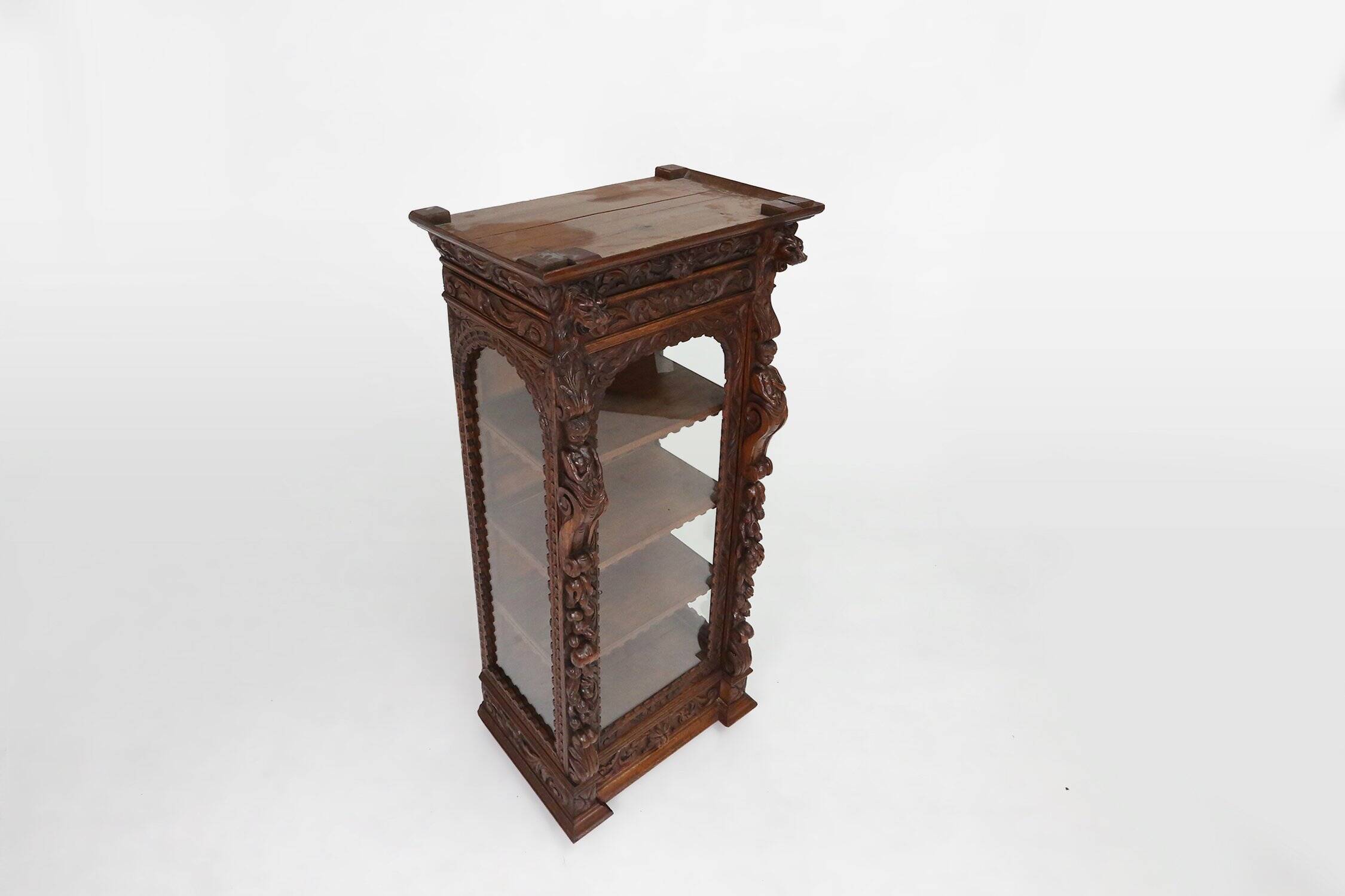 Baroque Style Display Case in Oak, Belgium, 1950s