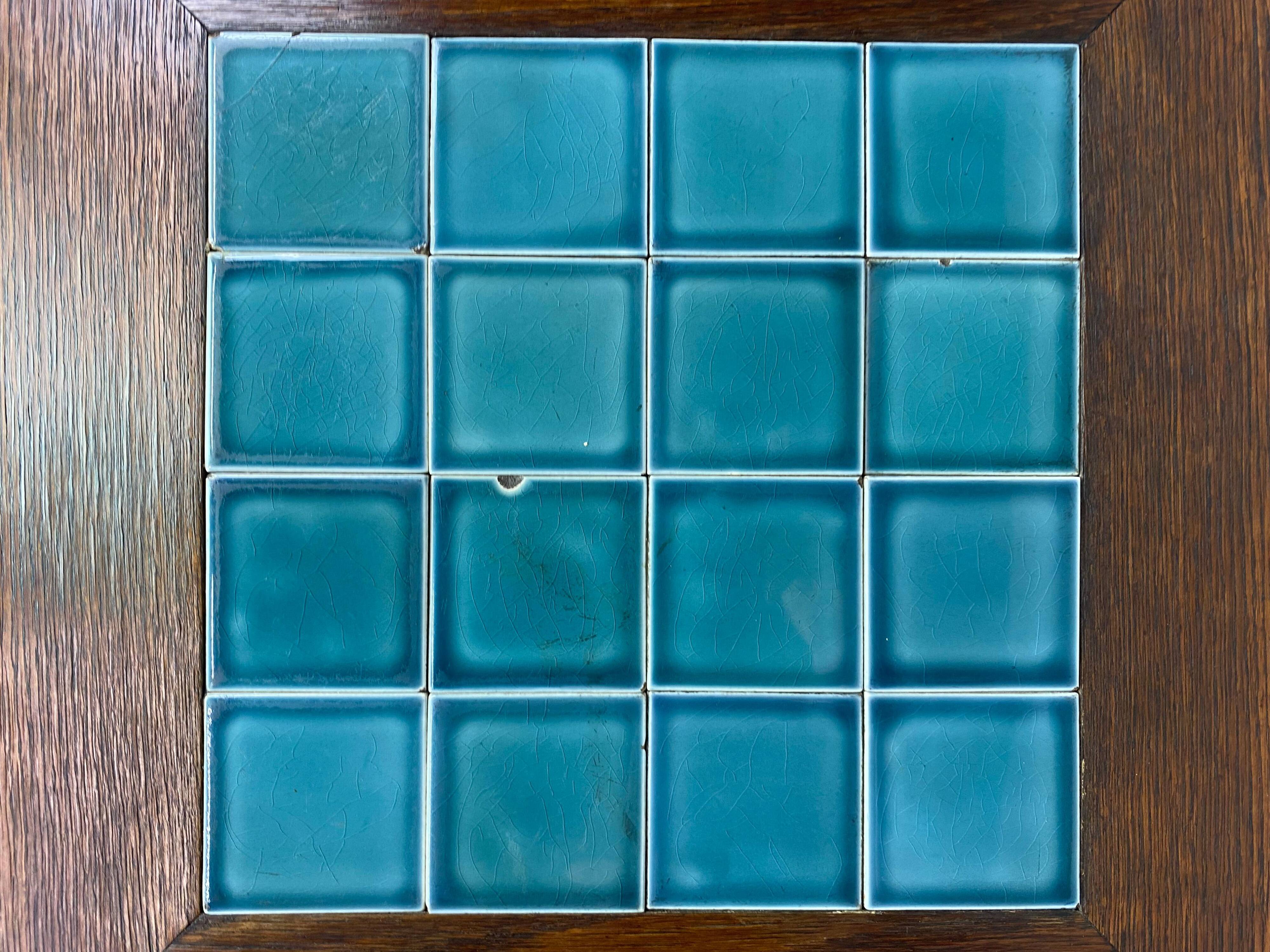 Side table in Jugendstil with a top made of blue tiles by Adolf Loos.