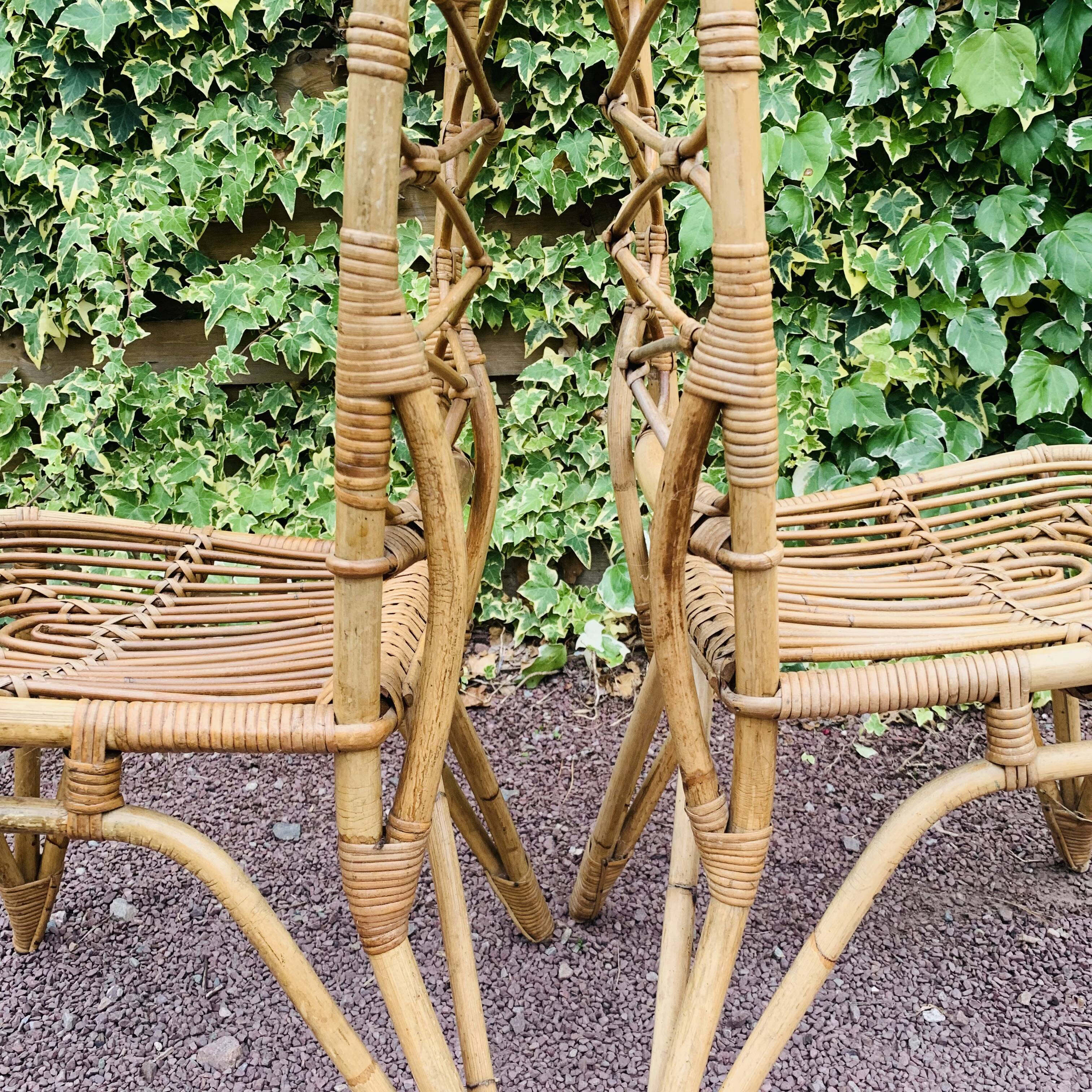 Paire de chaises en rotin Van Rohe