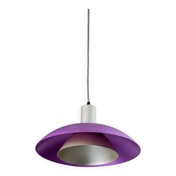 Purple, Green and Silver Metal Ceiling Lamp - 1980s Memphis-Postmodern Pop Art Pendant