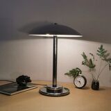 Mushroom lamp, chrome metal saucer, Aluminor, France, 1970