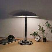 Mushroom lamp, chrome metal saucer, Aluminor, France, 1970