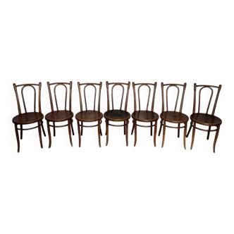 7 piroengraved bistro chairs from the beginning of the 20th century Fischel Baumann Luterma