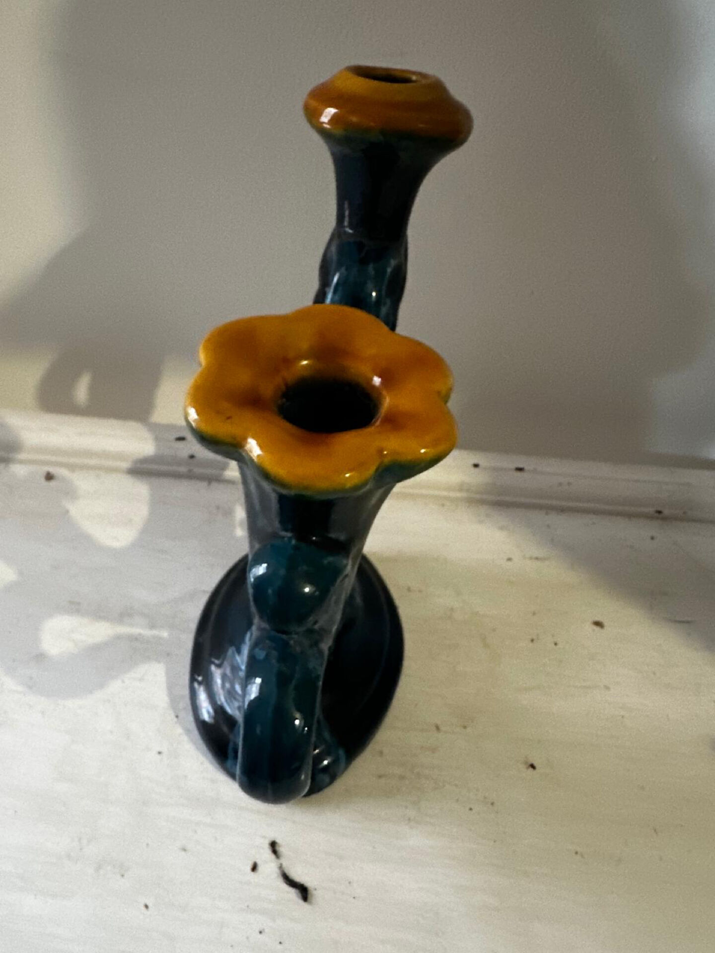 Vintage ceramic organic candlestick