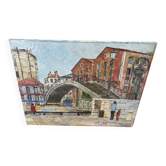 Painting of the lifting bridge on Rue de Crimée in Paris, Roland Hamon
