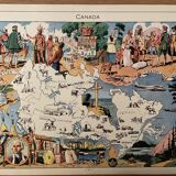 Old illustrated map of canada poster from 1948 - jp pinchon