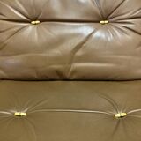 Set of three Scandinavian design leather armchairs "Bernt Petersen" 1960.