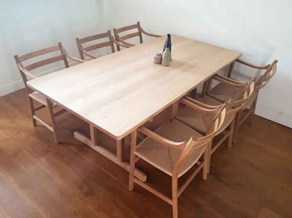 Table à manger shaker BM6286 de Børge Mogensen pour Fredericia en chêne massif savonné.