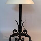 Brutalist tripod wrought iron lamp base 1950/1960.