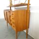 Meuble mural scandinave en teck avec étagères, tiroir et bureau