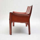 Cab 414  leathered 2-seater sofa by Mario Bellini For Cassina, 1977