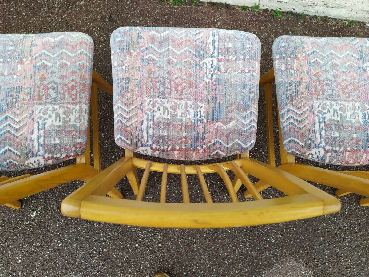 Lot de 8 chaises scandinave bois et tissu